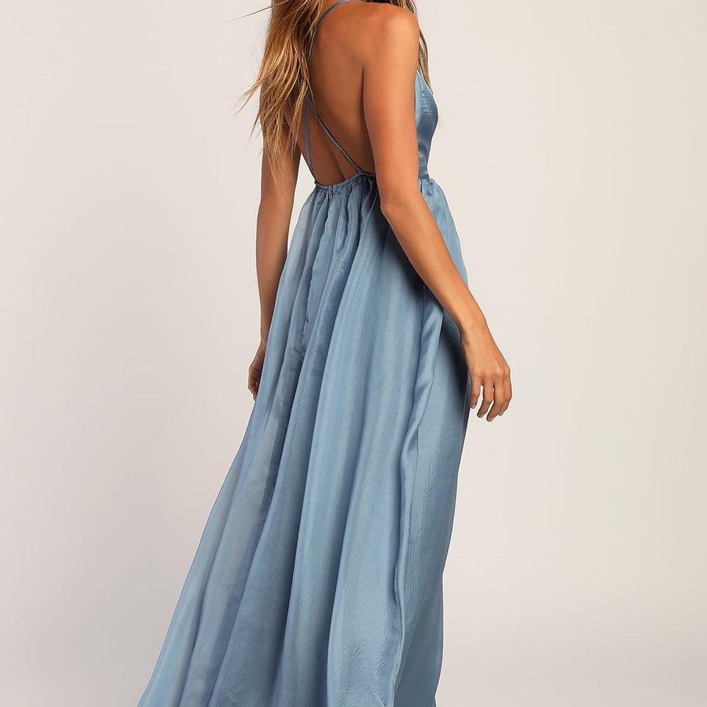 Effortless Evening Slate Blue Sleeveless Maxi Dress